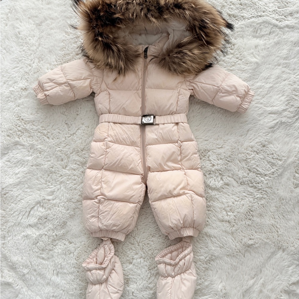 Pink Baby Snowsuit with Fur Trim